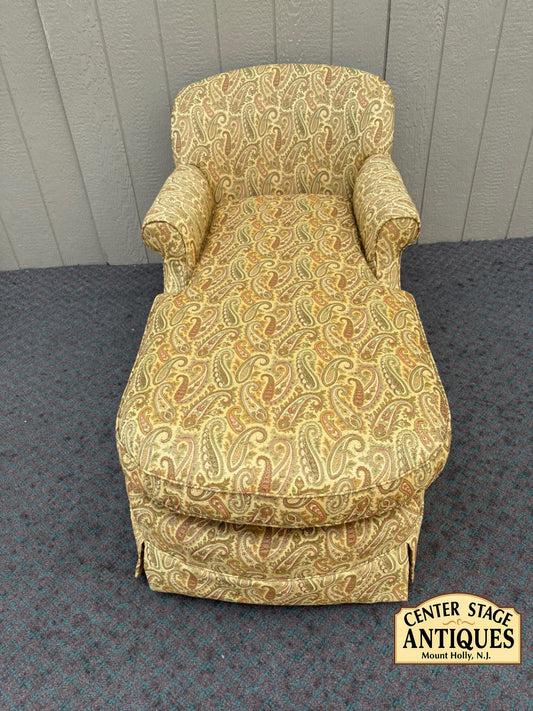67931 Vintage Upholstered Fainting Couch with Paisley Pattern Fabric