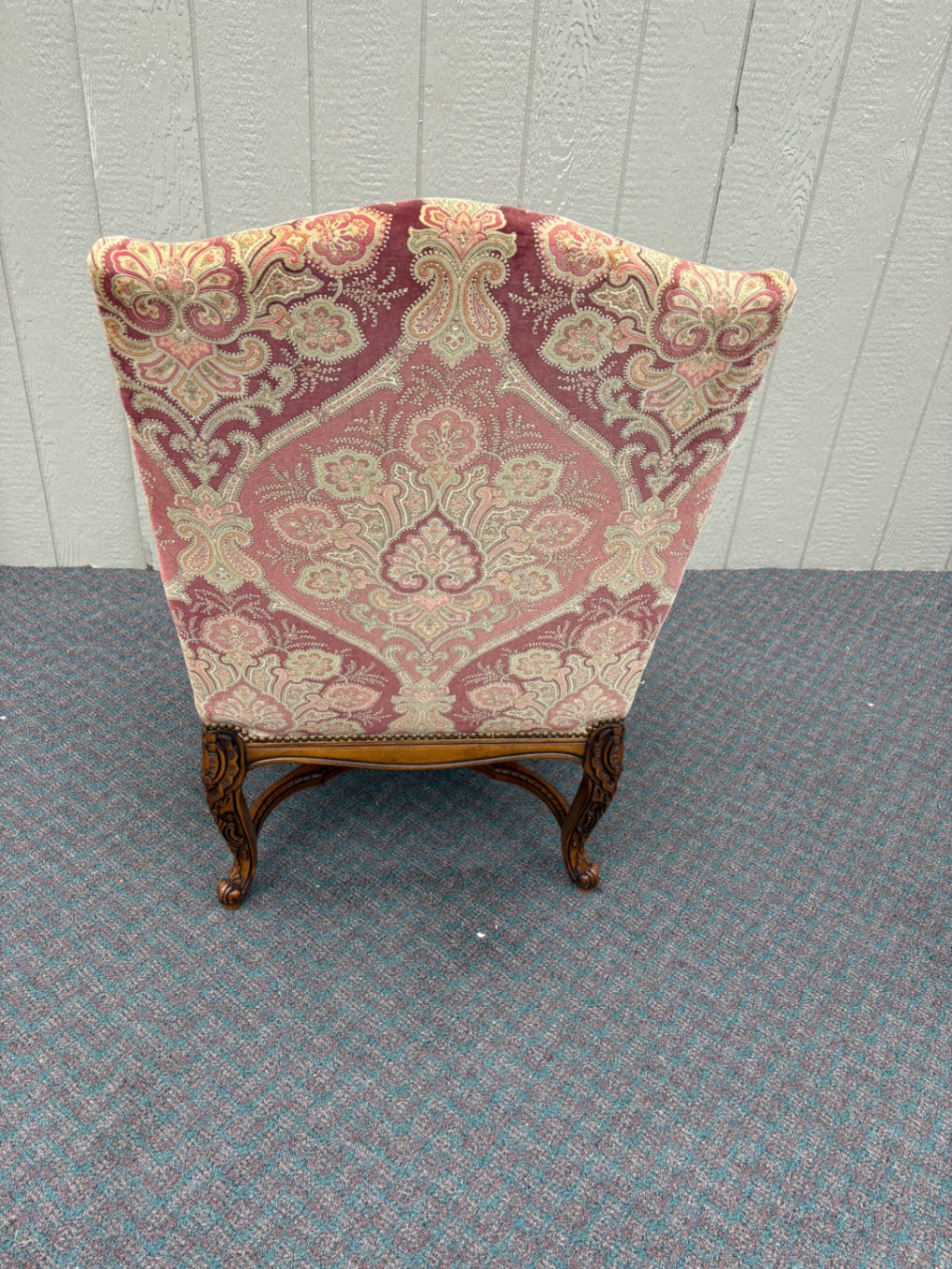 67758 Sherrill French Provincial Upholstered Armchair with Carved Wood