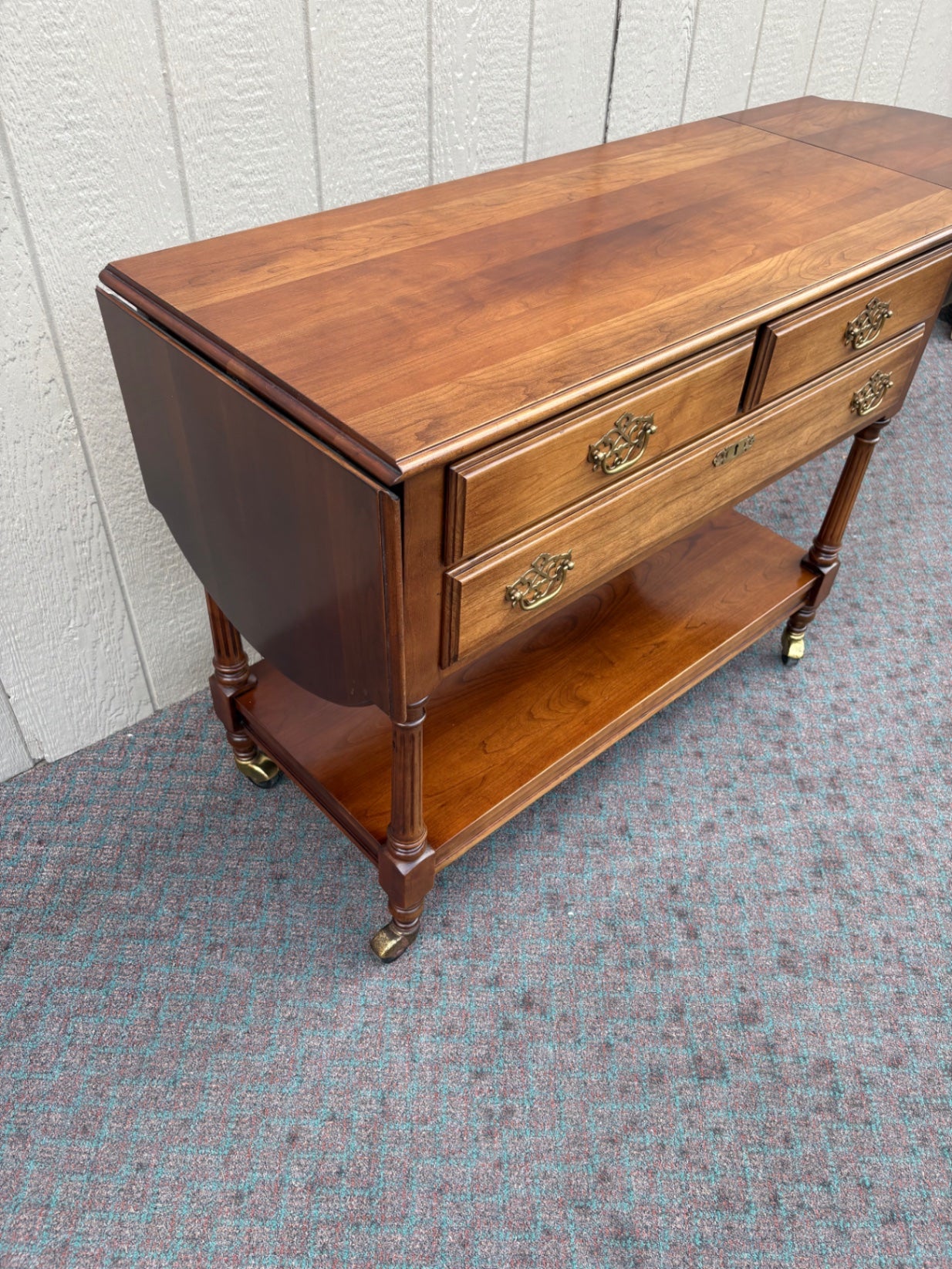 67976  Statton Cherry Drop Leaf Server with Brass Hardware