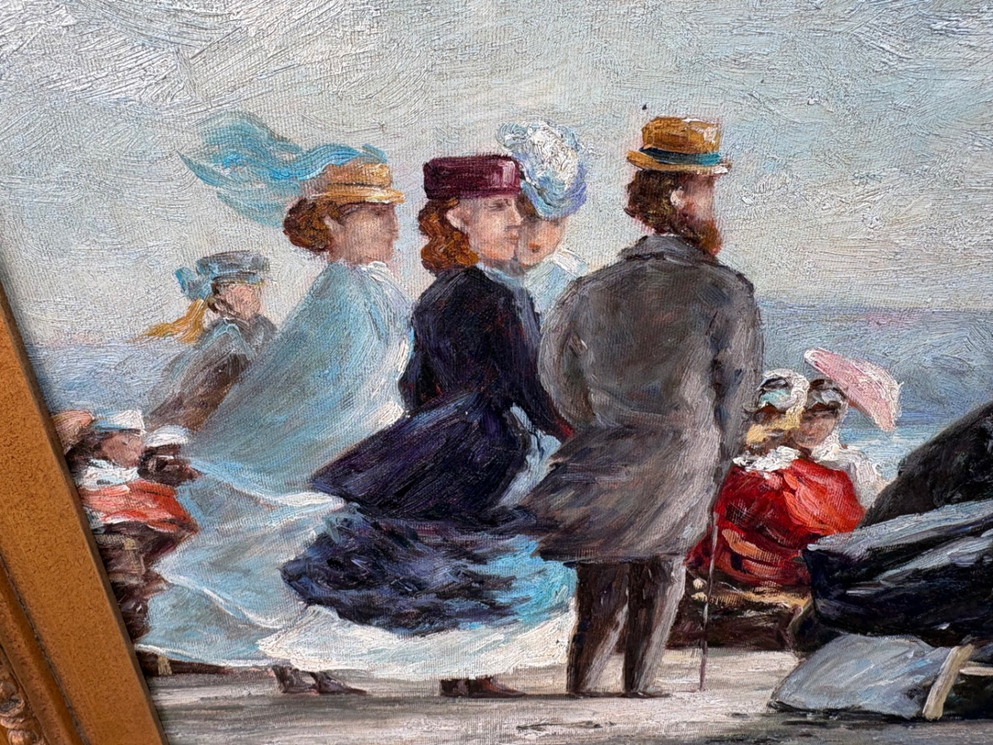 67526 Victorian Style Seaside Oil Painting in Ornate Gilt Frame