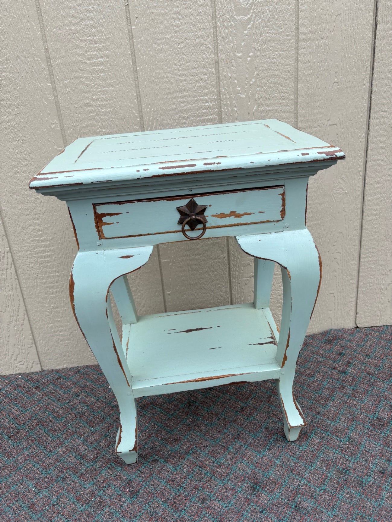 Distressed Shabby Chic Nightstand with Single Drawer