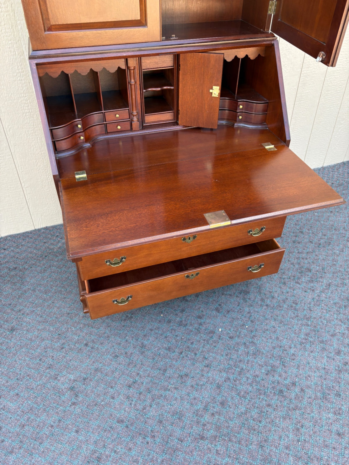 68195  Craftique Traditional Mahogany Secretary Desk with Hutch