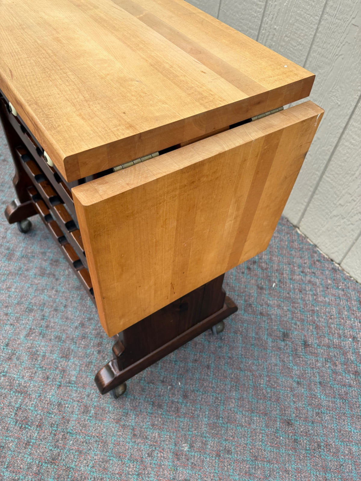 68056 Ethan Allen Drop-Leaf Wine Cart with Glass Rack and Drawers