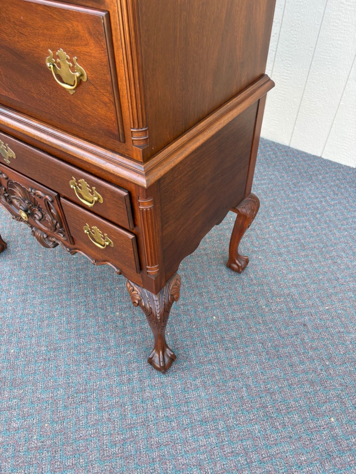 67648  FELDENKREIS Mahogany Chippendale Style Highboy Chest on Ball-and-Claw Feet