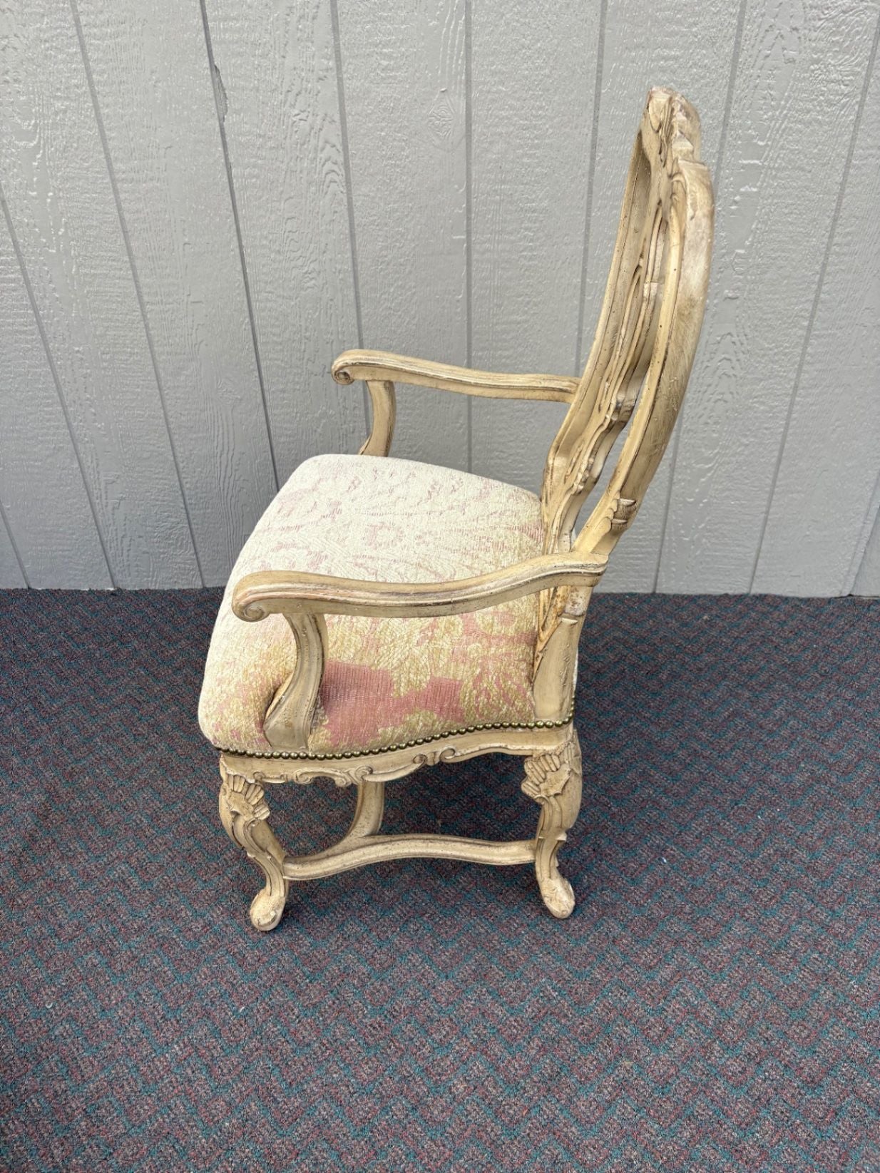 67586 Set of 6 Vintage French Provincial Dining Chairs in Cream Finish