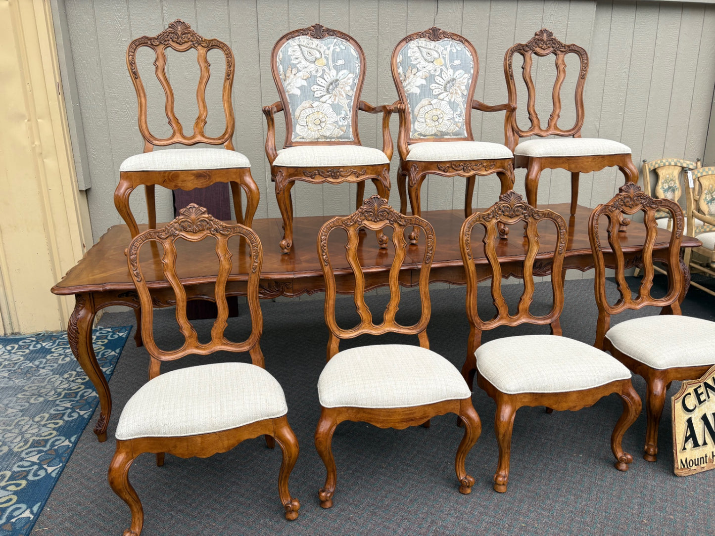 67798 Elegant Century Dining Table Set with 8 Chairs, French Provincial Style