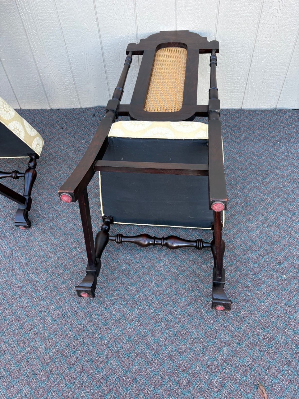 67620 Pair of Jacobean Revival Tall Back Chairs with Cane Inserts
