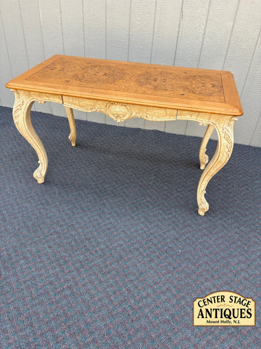 67794 BAU Furniture  Rococo Style Burl Wood Desk with Carved Cabriole Legs