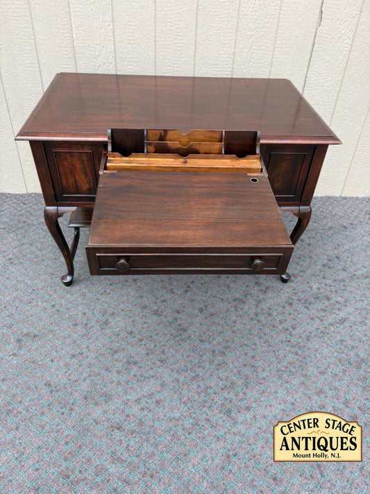 67994 RARE Vintage Auglaize Furniture Desk with Secret Side Panels, Mahogany