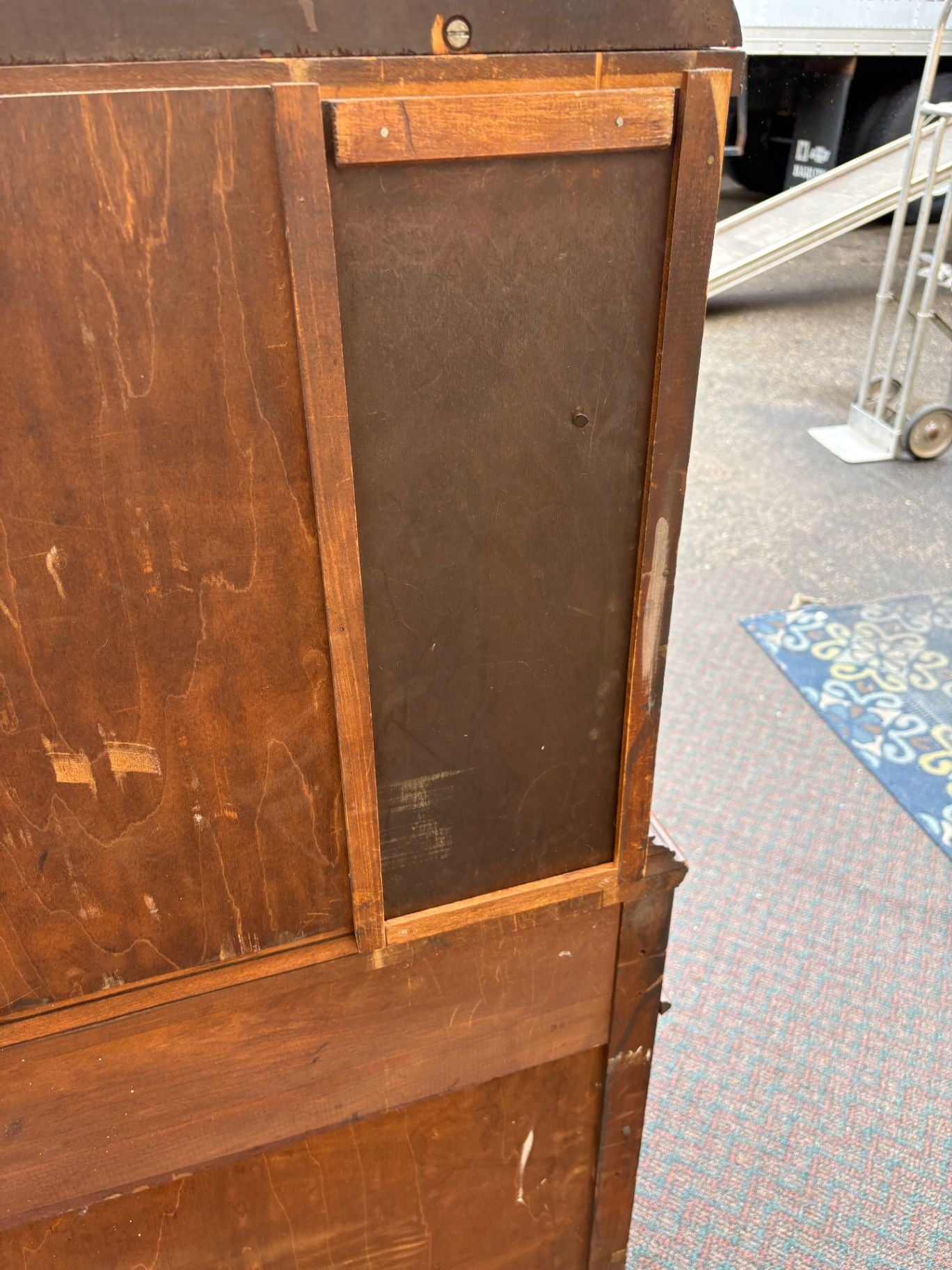 67535 Antique Walnut High Chest with Intricate Carvings and Secret Compartment