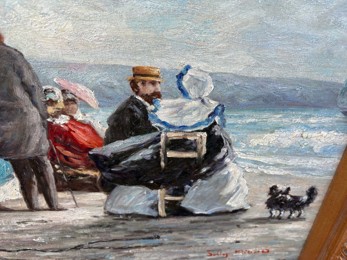 67526 Victorian Style Seaside Oil Painting in Ornate Gilt Frame