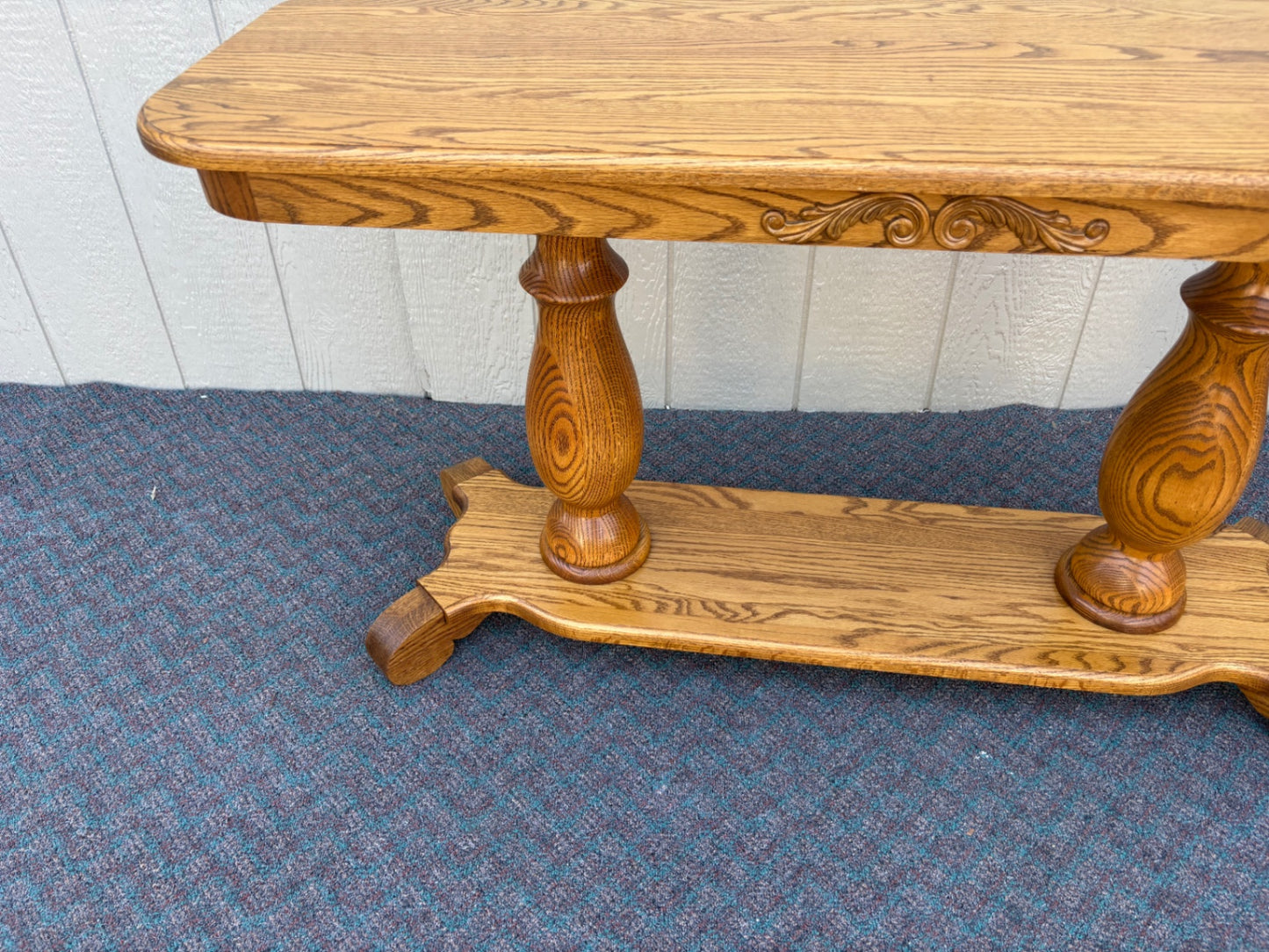 67874 Solid Oak Console Table with Turned Pedestal Legs by Heirloom
