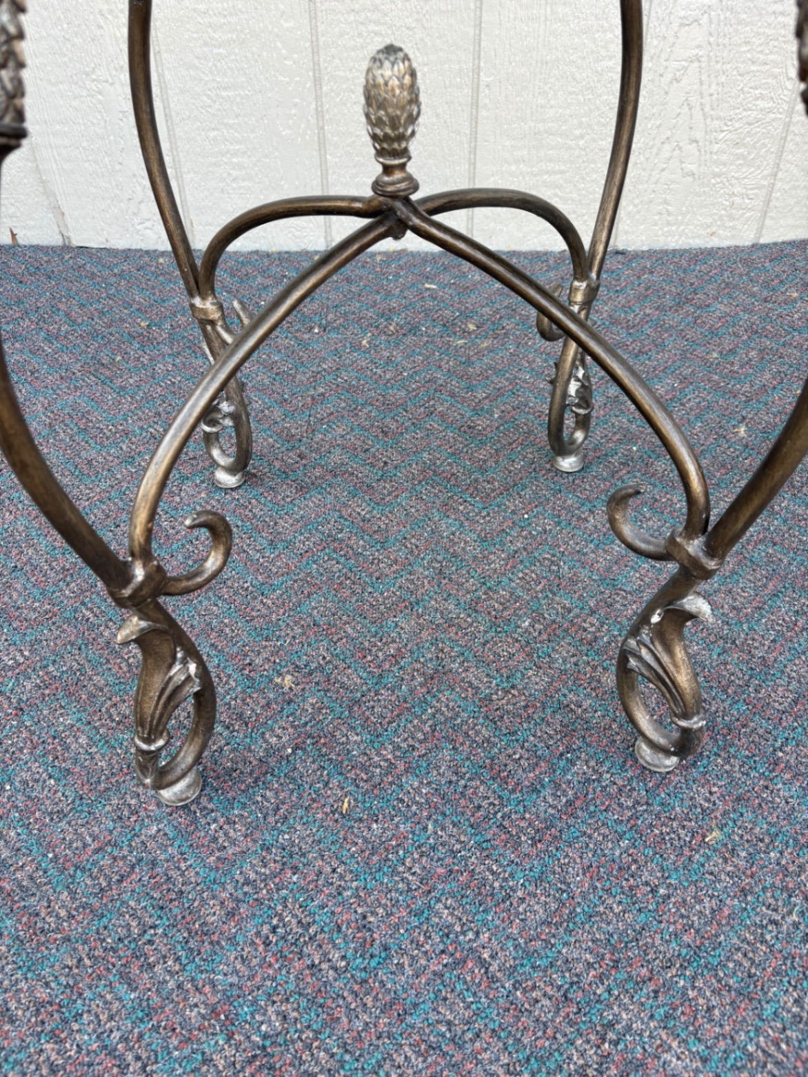 67566 Maitland Smith Round Table with Swan Motif and Stone Top