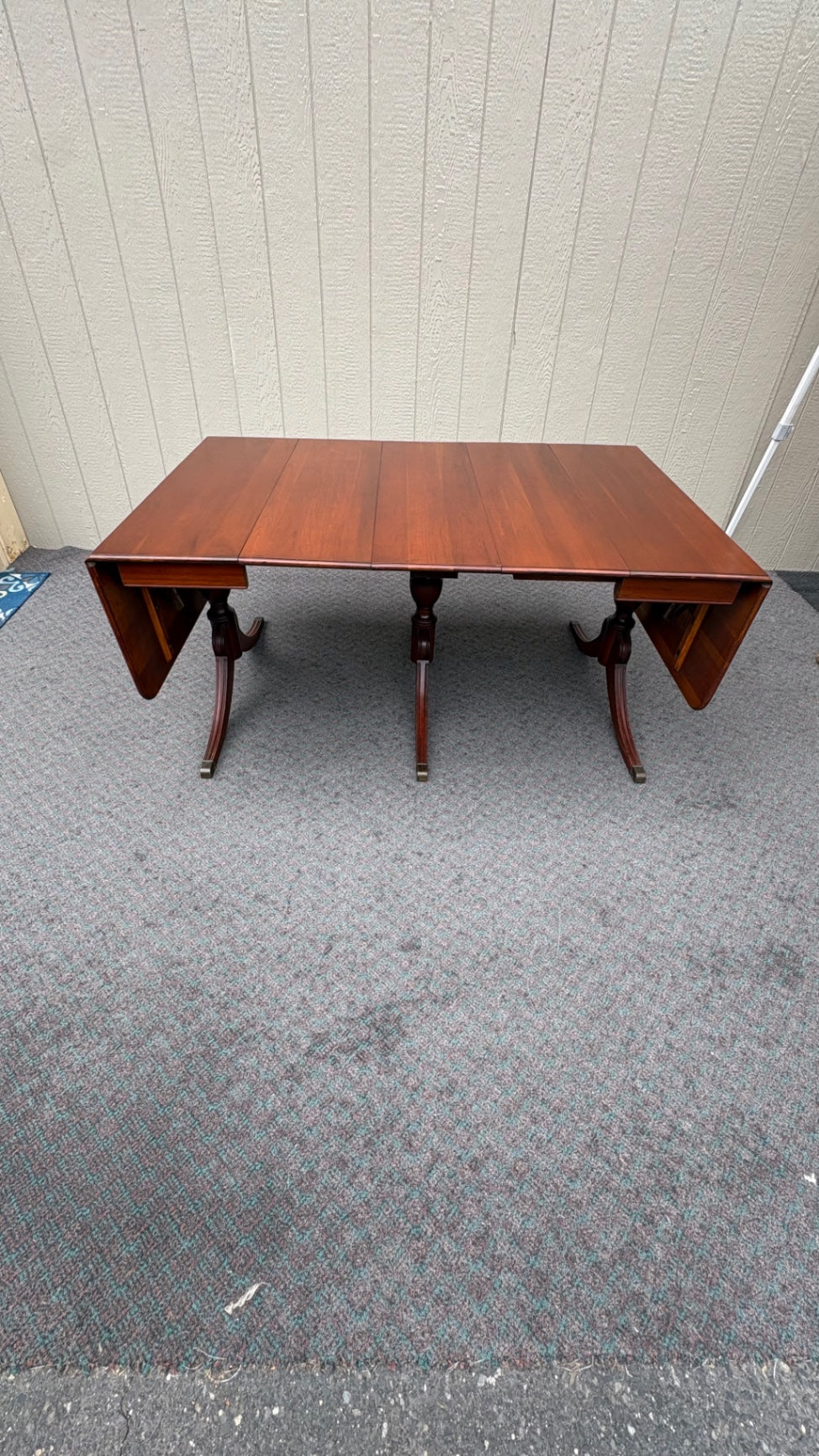67867  Mid-century Solid Cherry Modern Drop Leaf Dining Table with Three Leaves