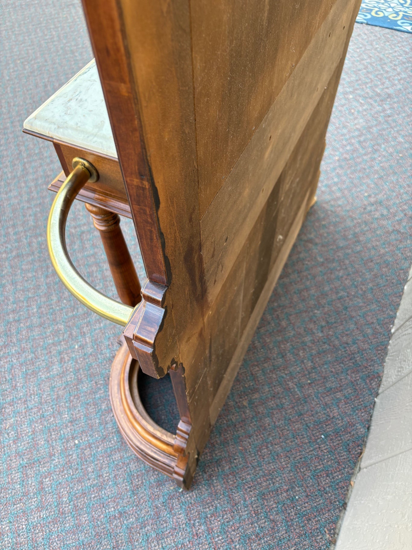 67756 Victorian Hall Tree with Mirror and Marble Shelf, Solid Walnut