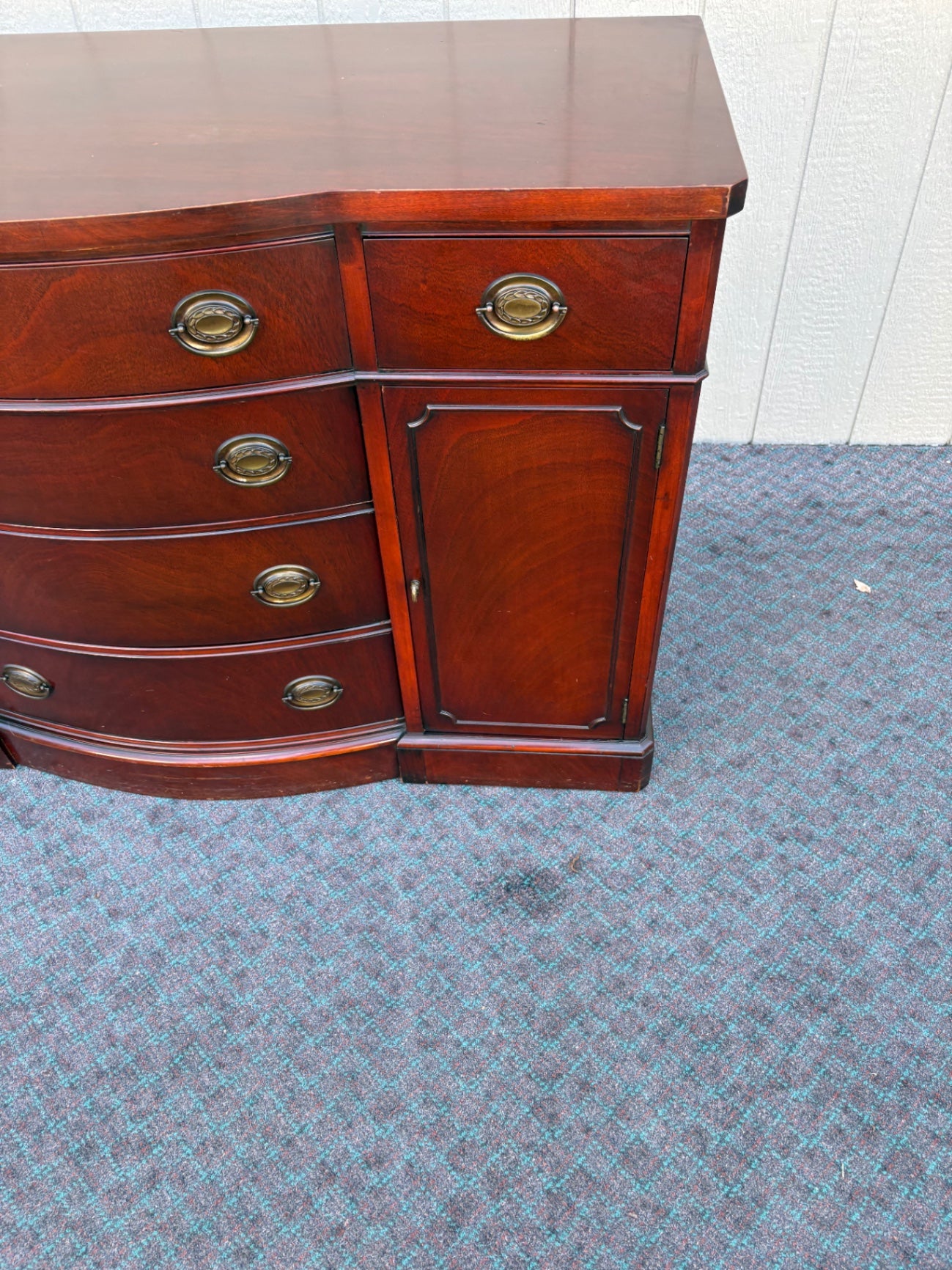 68072 Drexel Mahogany Bow Front Server with Brass Hardware