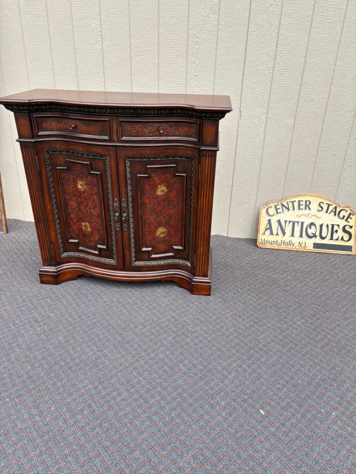 67704 Elegant Traditional Wood Storage Cabinet with Decorative Panels