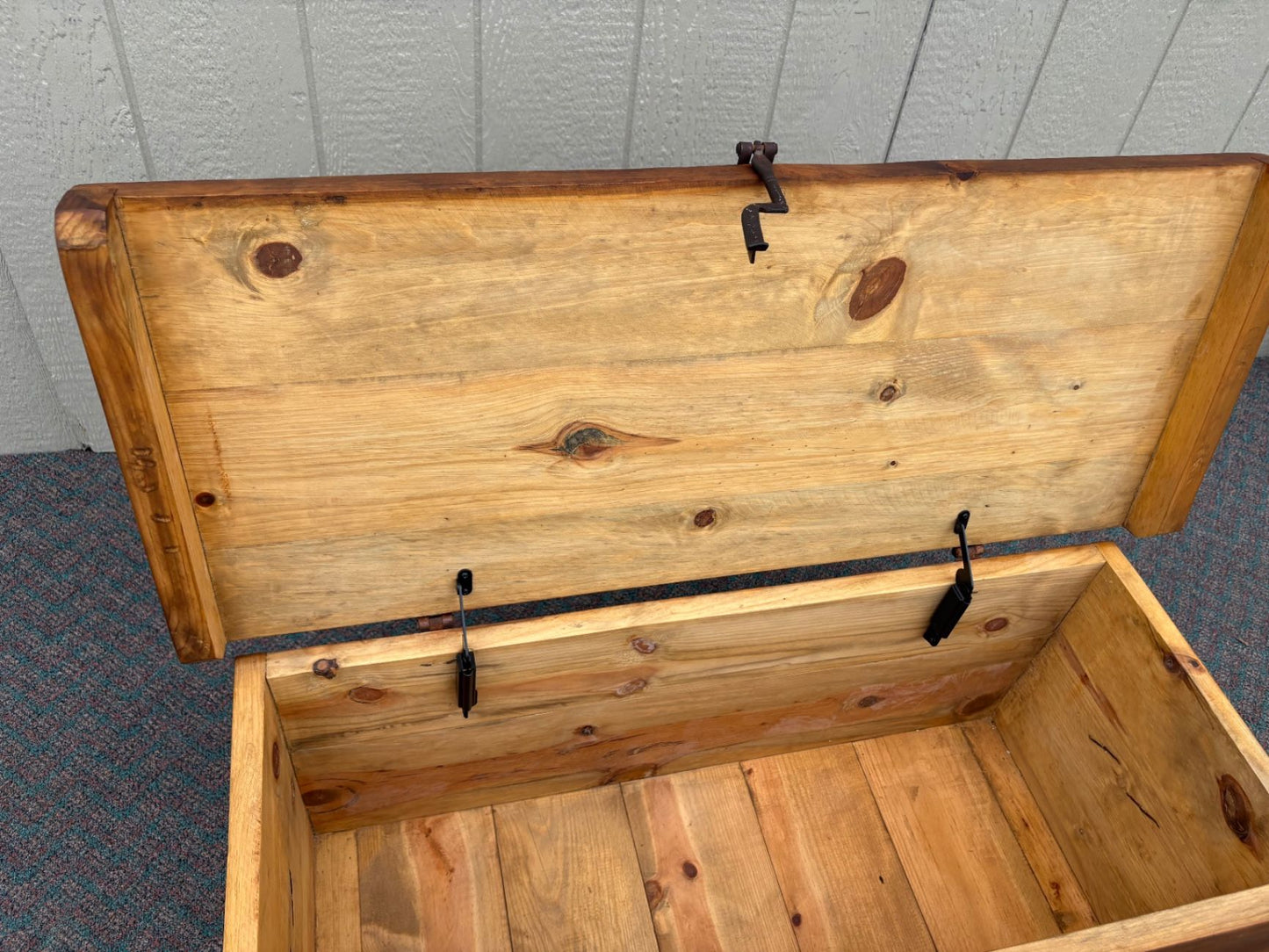 67664 Rustic Pine Trunk with Iron Hardware and Natural Finish