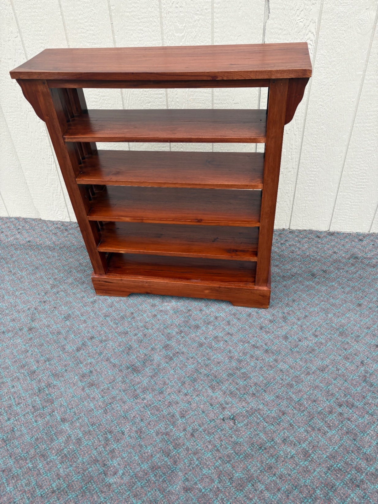 68101 Mission Style Mahogany Bookcase with Slatted Sides, 4 Shelves