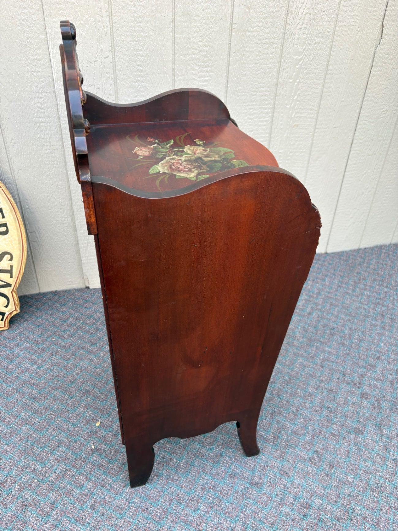 67852 Hand-Painted Victorian Sheet Music Cabinet with Mirror