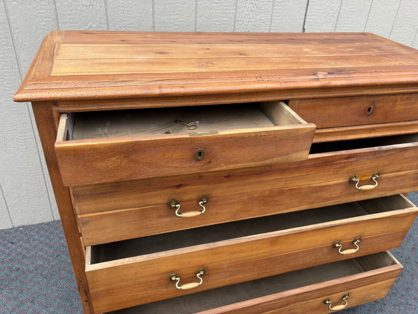 67923 Restoration Hardware Solid Wood High Chest with Brass Hardware