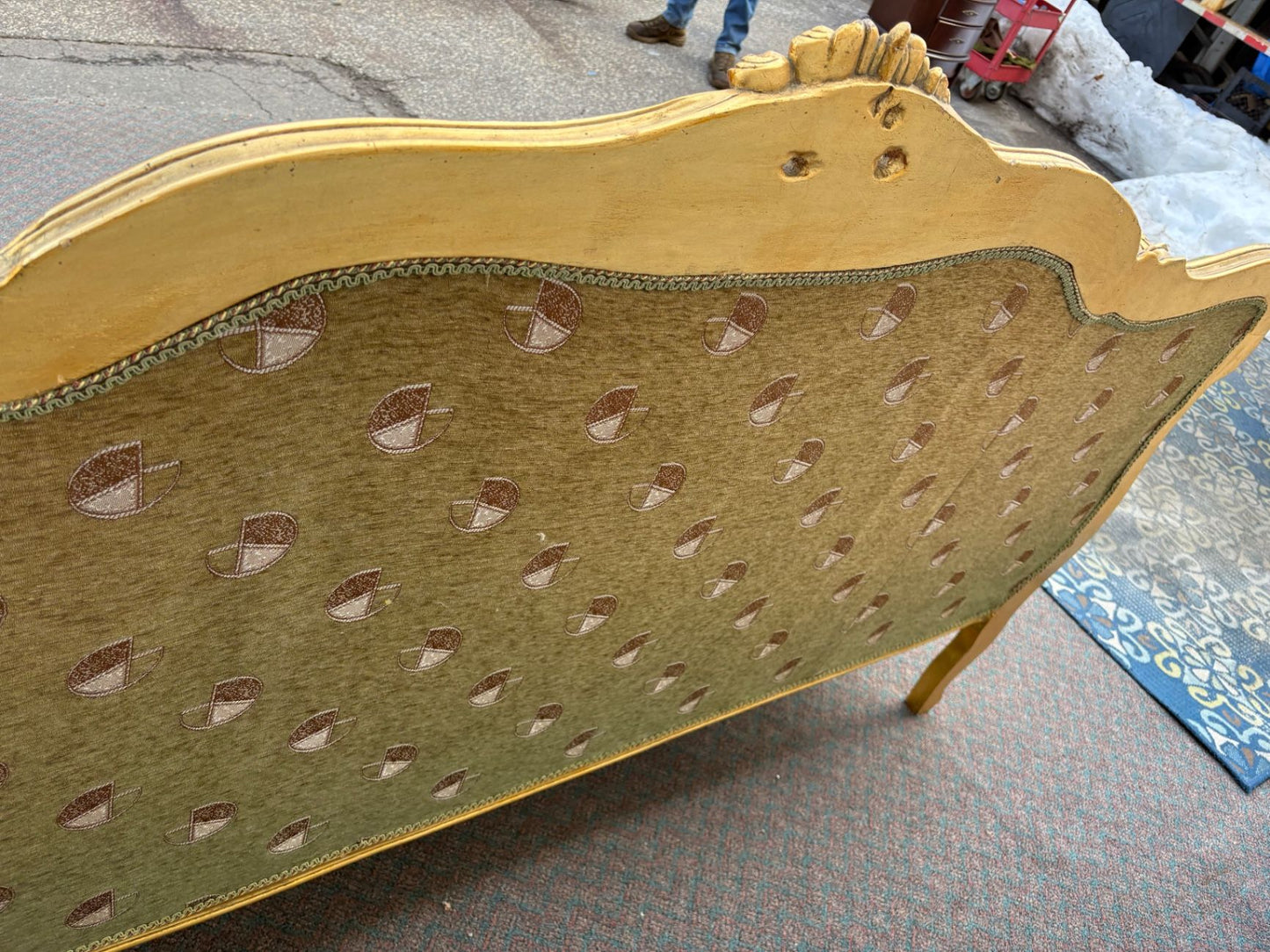 67517 Elegant Vintage French Provincial Gold Gilt Sofa with Tapestry Upholstery