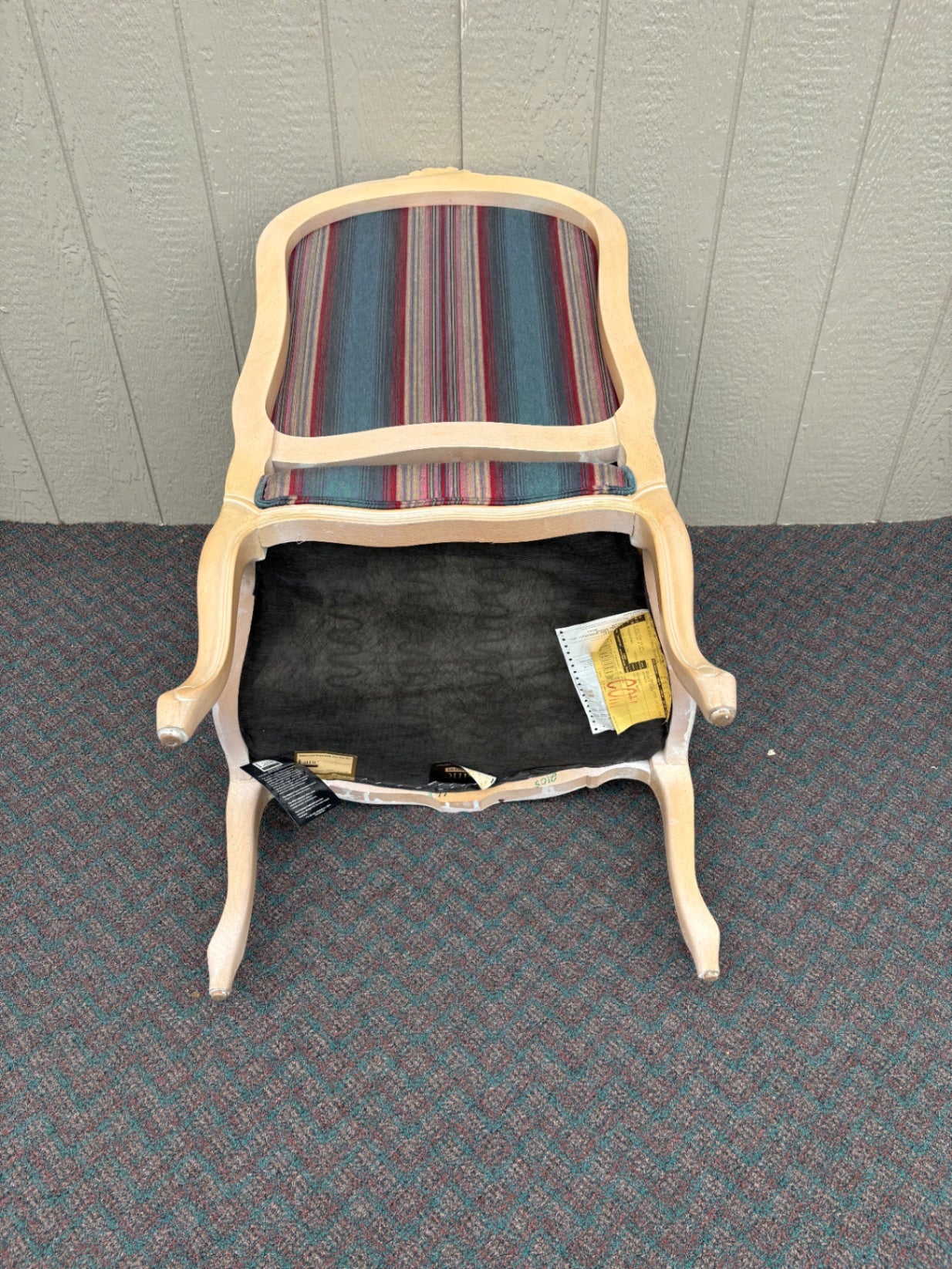 67763 Pair of Lane French Provincial Armchairs with Striped Upholstery