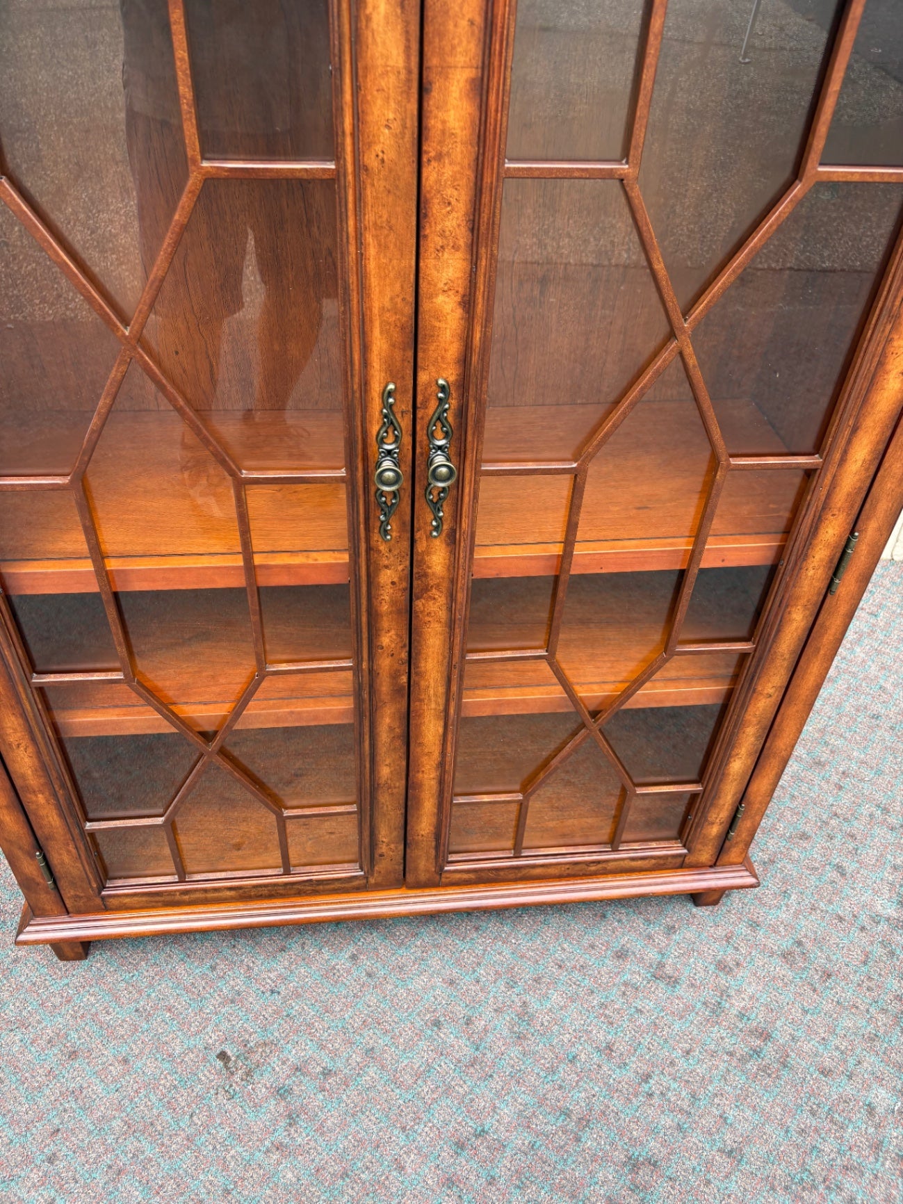 Vintage Two-Door Bookcase with Glass Paneled Doors