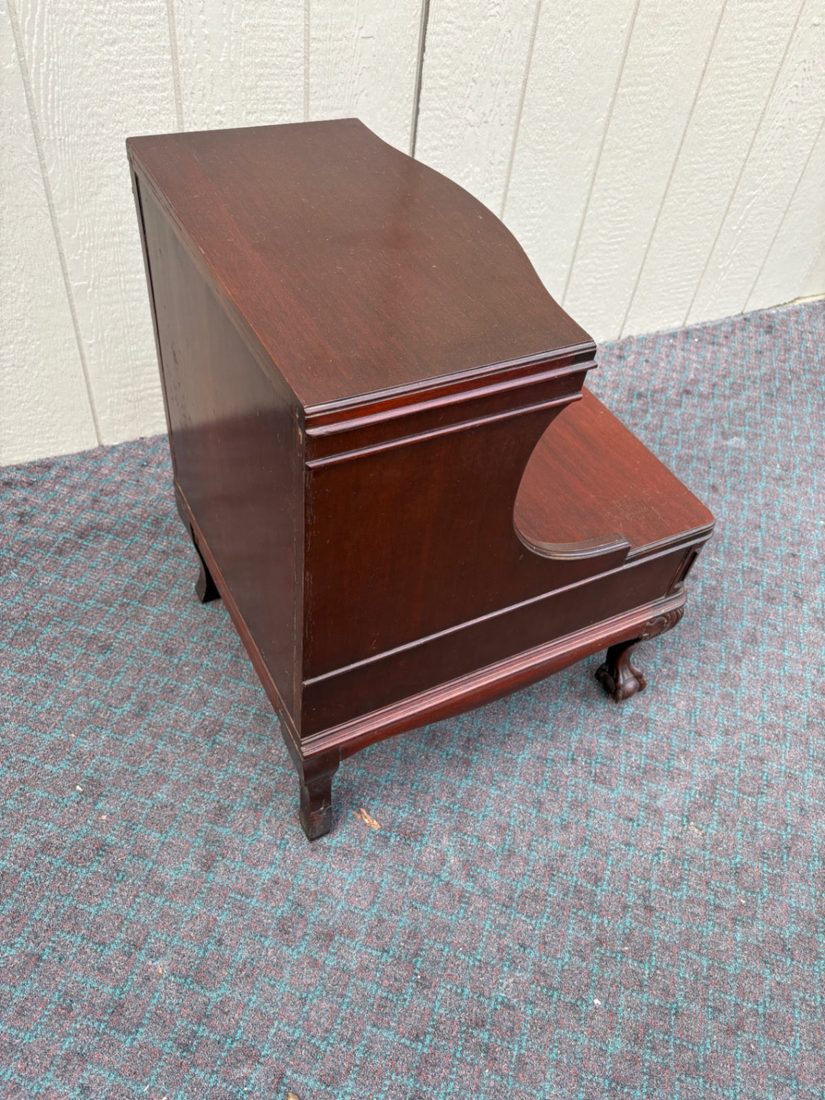 68216  Vintage Mahogany Ball and Claw Foot Nightstand with Drawer
