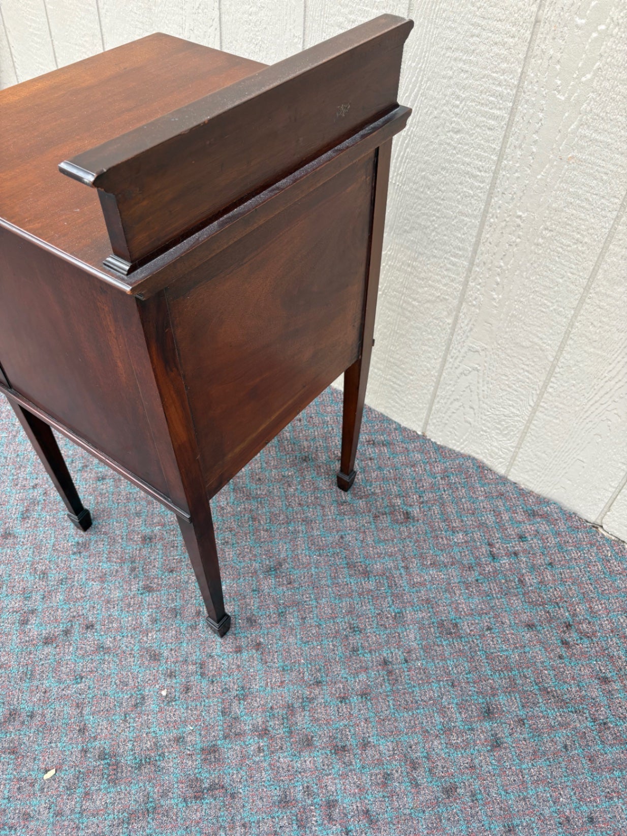 67982 Antique Mahogany Nightstand with Carved Details and Shelf