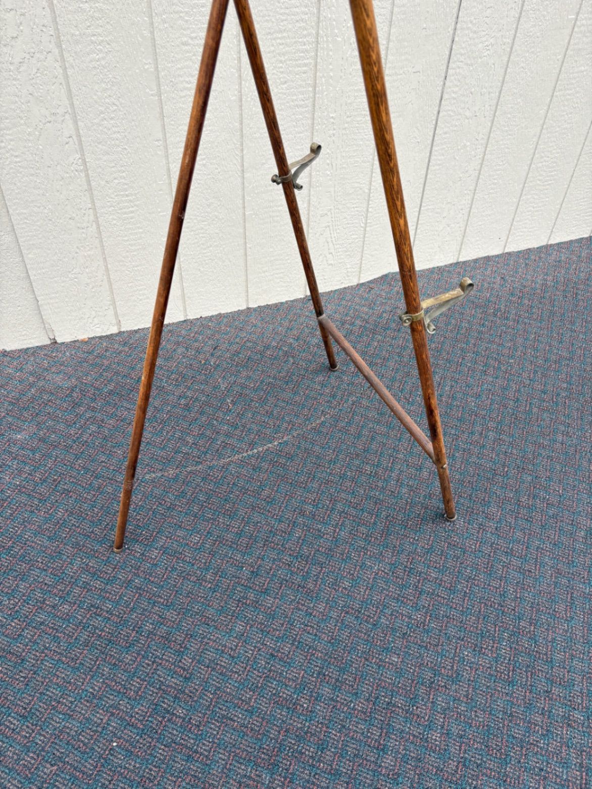 66382  Antique Victorian Stick and Ball Easel with Brass Accents