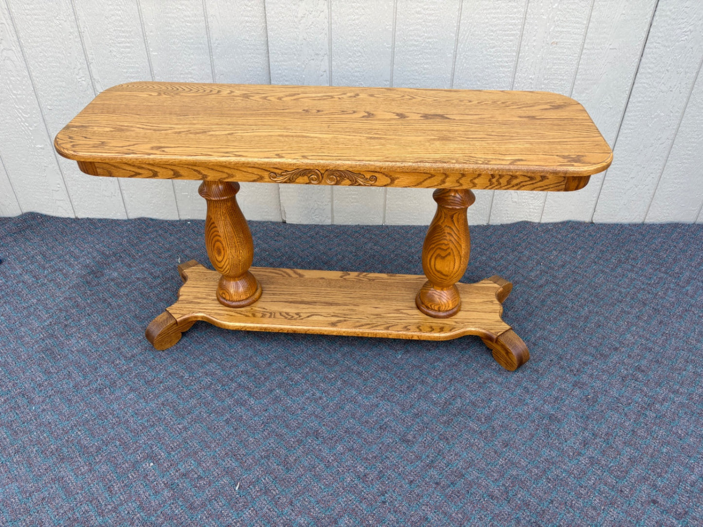 67874 Solid Oak Console Table with Turned Pedestal Legs by Heirloom