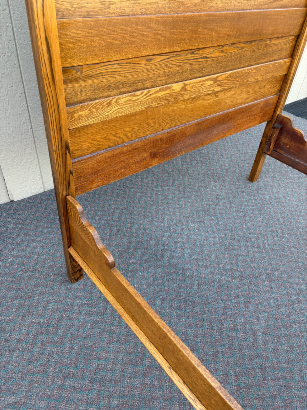 67793 Victorian Oak Full Size Bed Frame with Carved Details