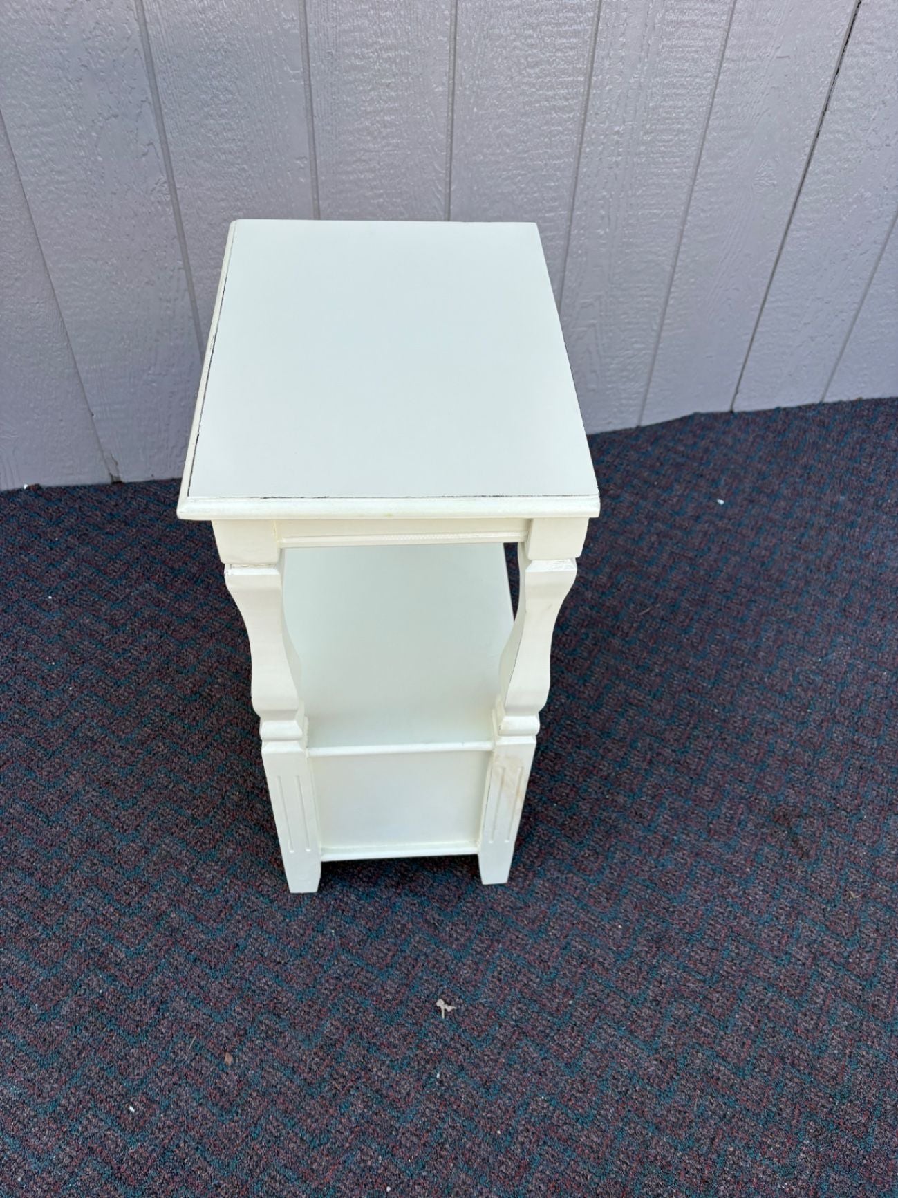 67428 Vintage White Painted Nightstand with Turned Legs