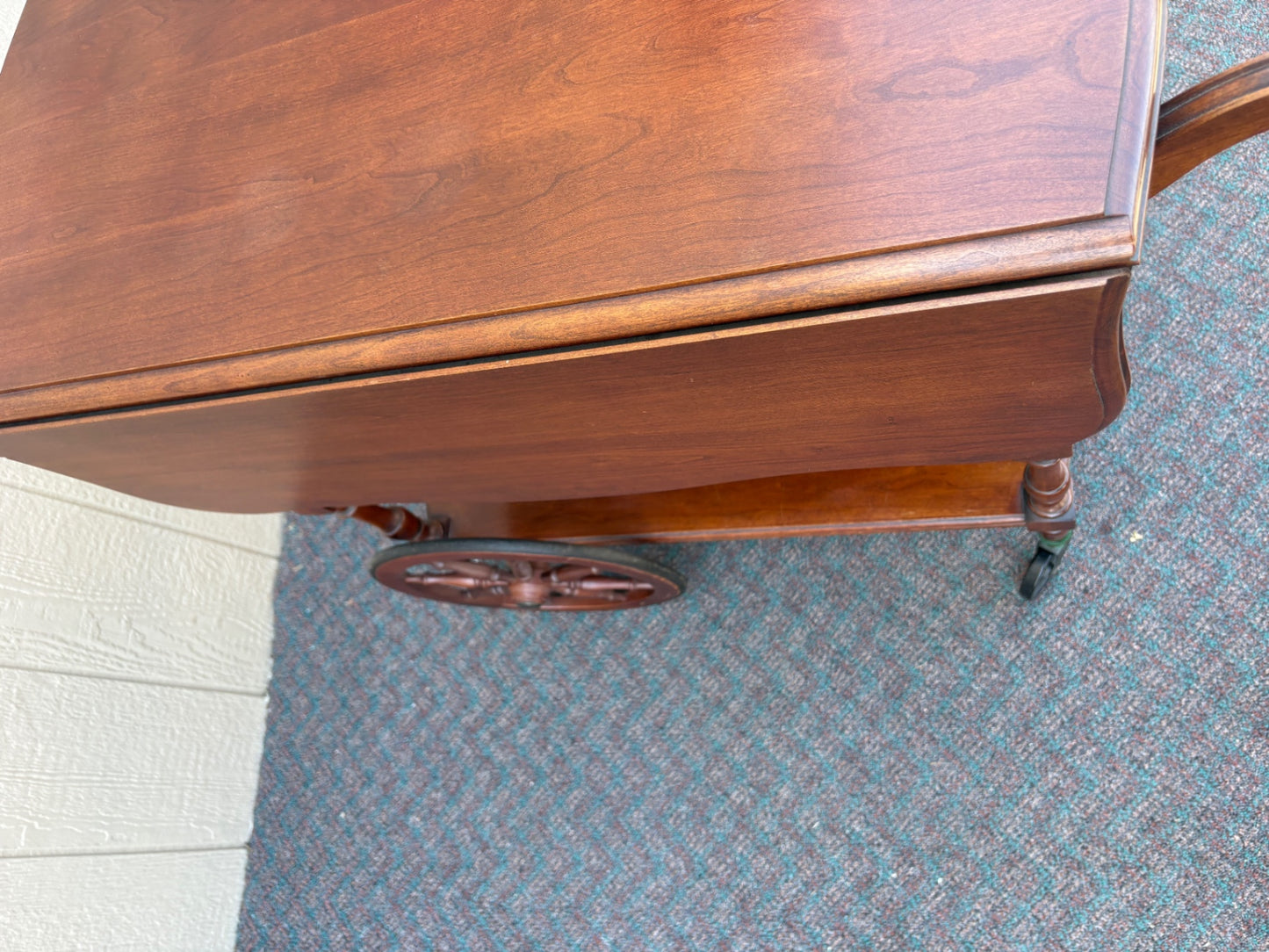 Pennsylvania House Cherry Wood Drop Leaf Tea Cart with Drawer