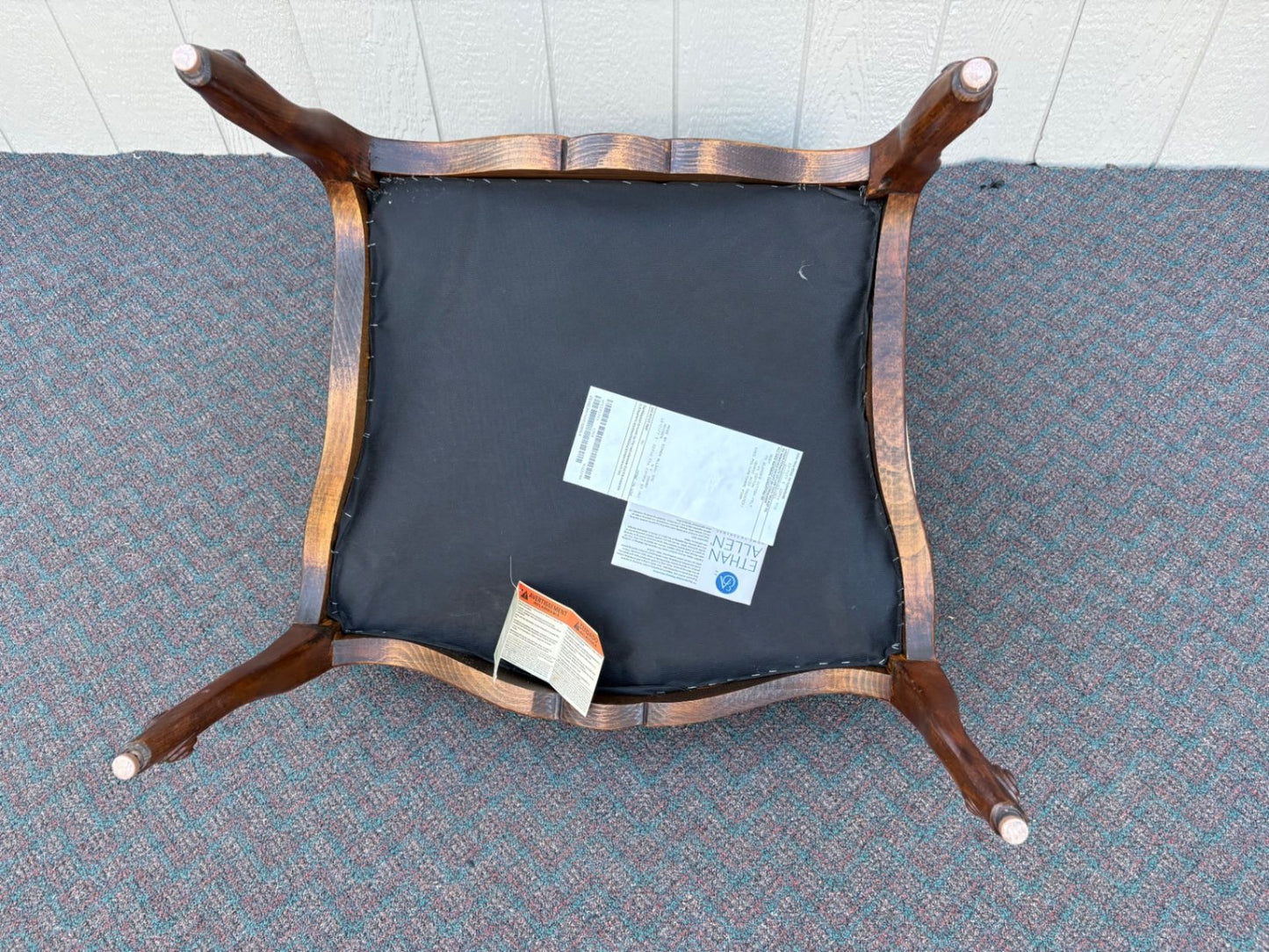 67602 Ethan Allen French Provincial Bergere Chair in Striped Upholstery