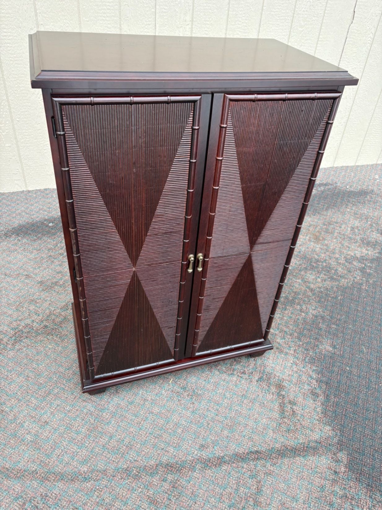 67458  Modern Asian-Inspired Storage Cabinet with Bamboo Detailing