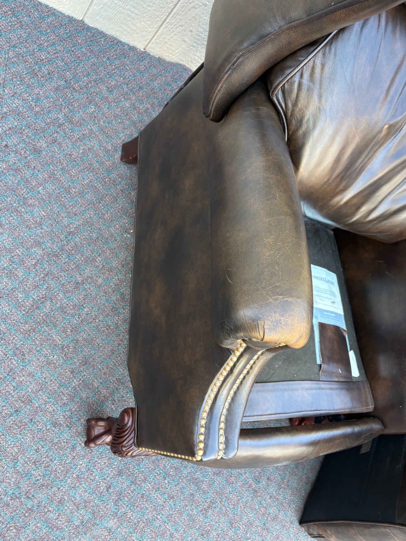 67848 Hancock and Moore Leather Recliner with Nailhead Trim