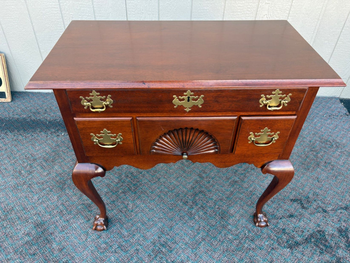 67437 Mahogany Lowboy with Shell Carving and Ball-and-Claw Feet