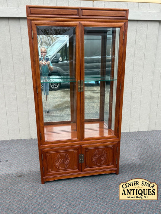 67573  Oriental Style Two-Piece Curio Cabinet with Glass Doors