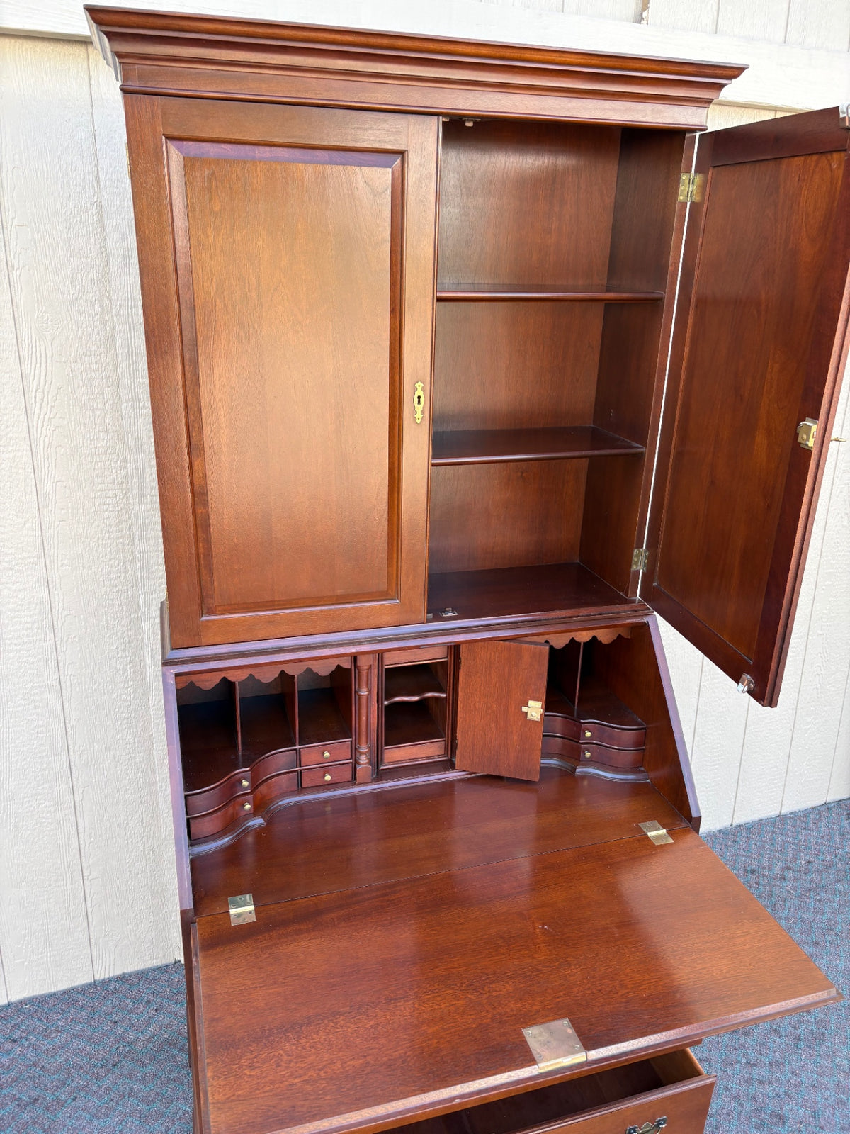 68195  Craftique Traditional Mahogany Secretary Desk with Hutch
