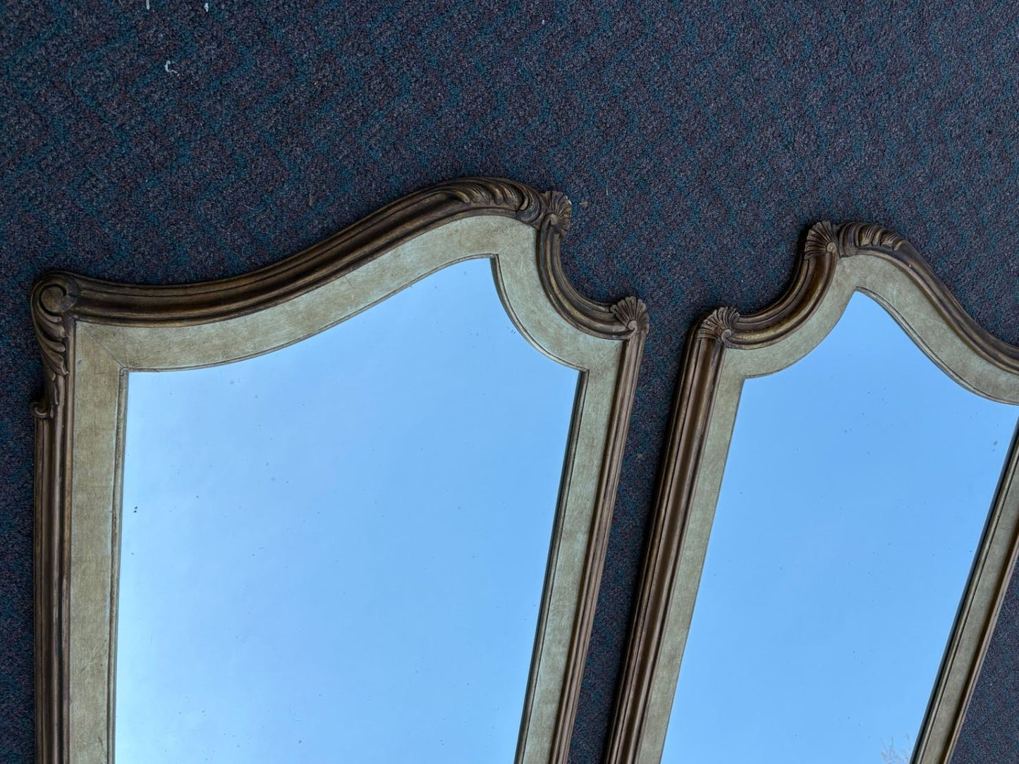 66850 Pair of Vintage Gold Gilt Wall Mirrors with Ornate Frames