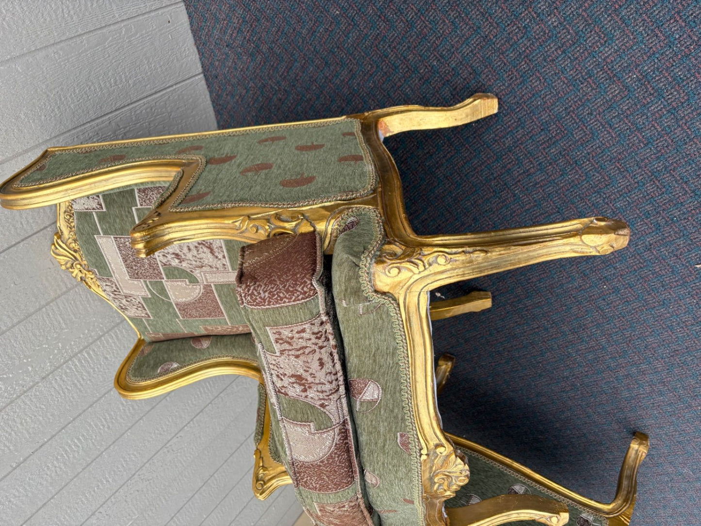 67516 Pair of Vintage French Provincial Gold Gilt Wingback Chairs