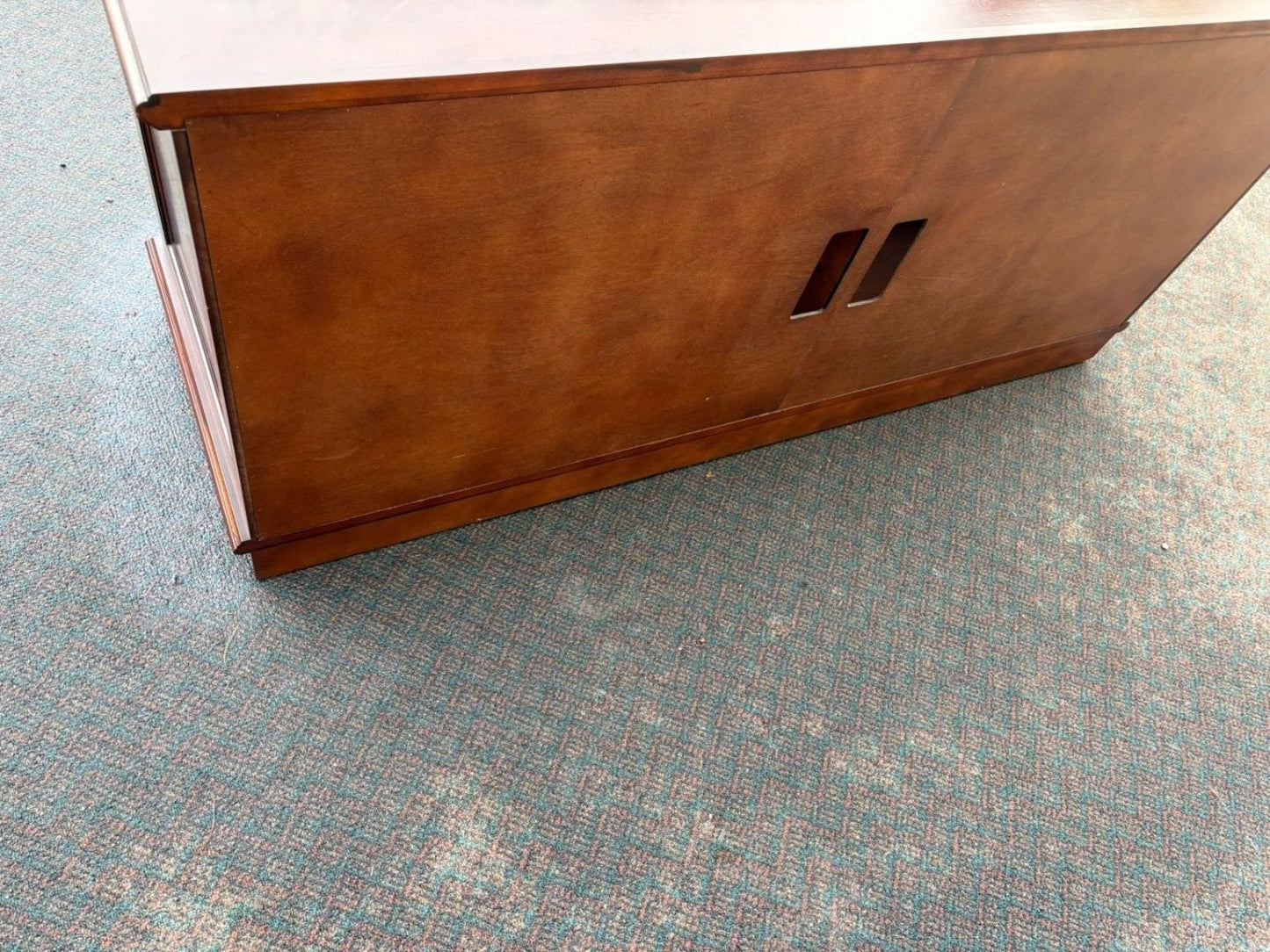 67472  Elegant Cherry Wood Television Cabinet with Glass Doors