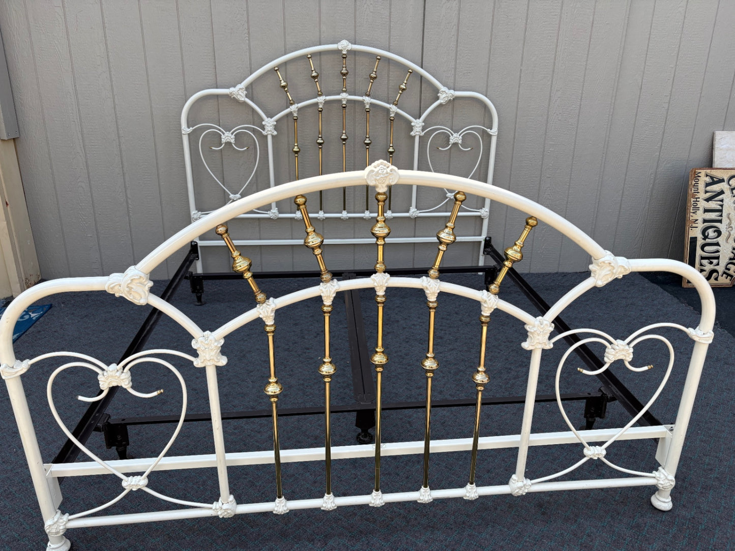 Elegant King Size Brass and Iron Bed Frame by Elliott Designs