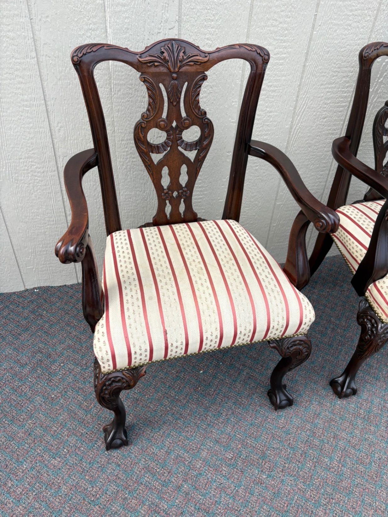 67495 Pair of Rway Chippendale Style Mahogany Armchairs