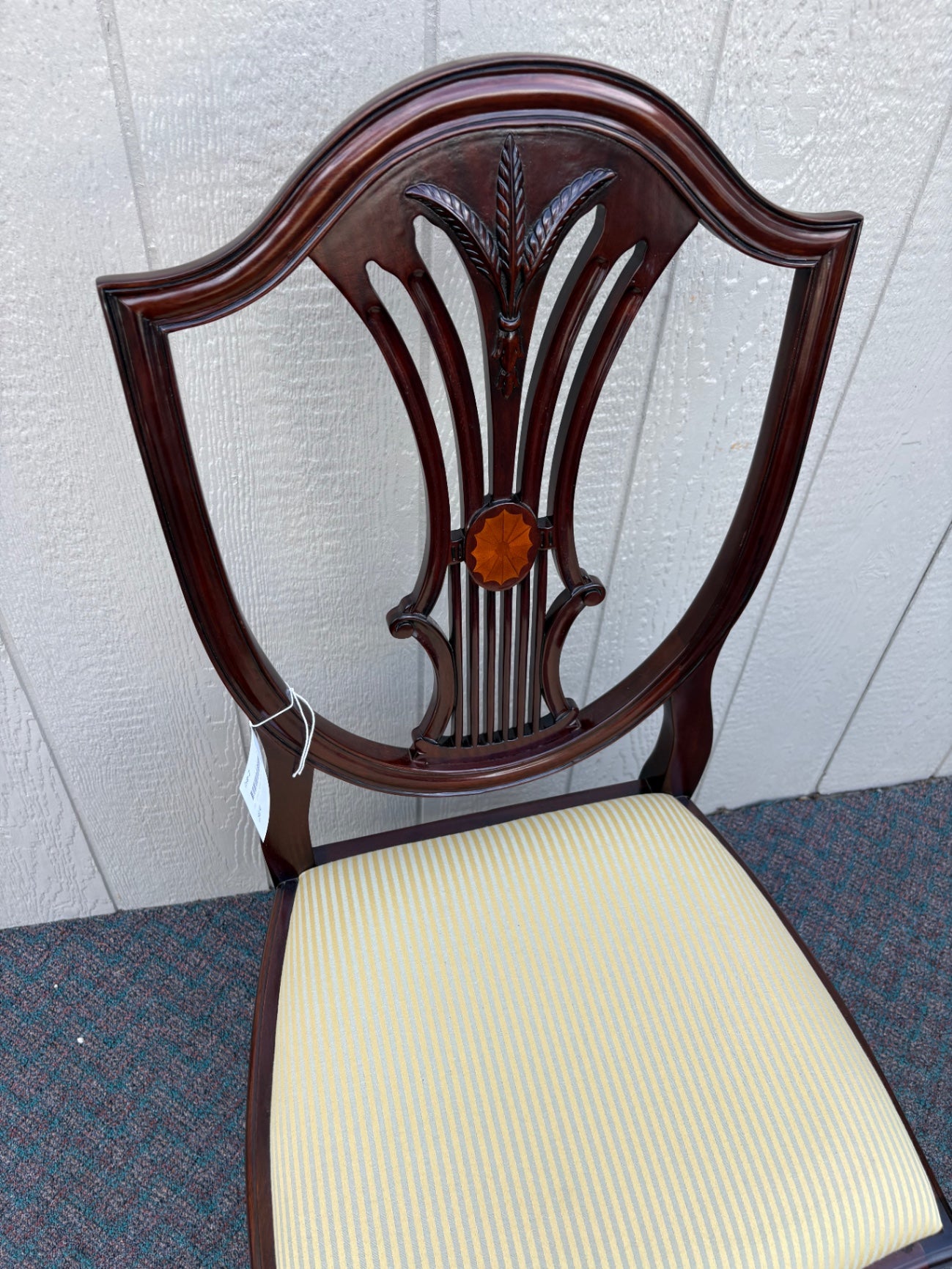 67638 Elegant Mahogany Inlaid Side Chair with Upholstered Seat
