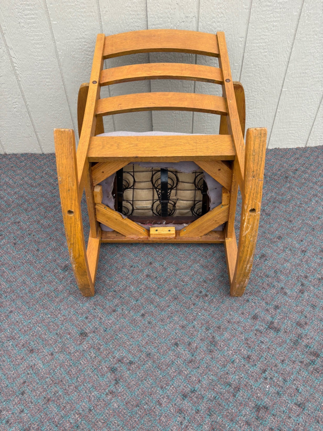Mission Style Oak Rocking Chair with Upholstered Seat
