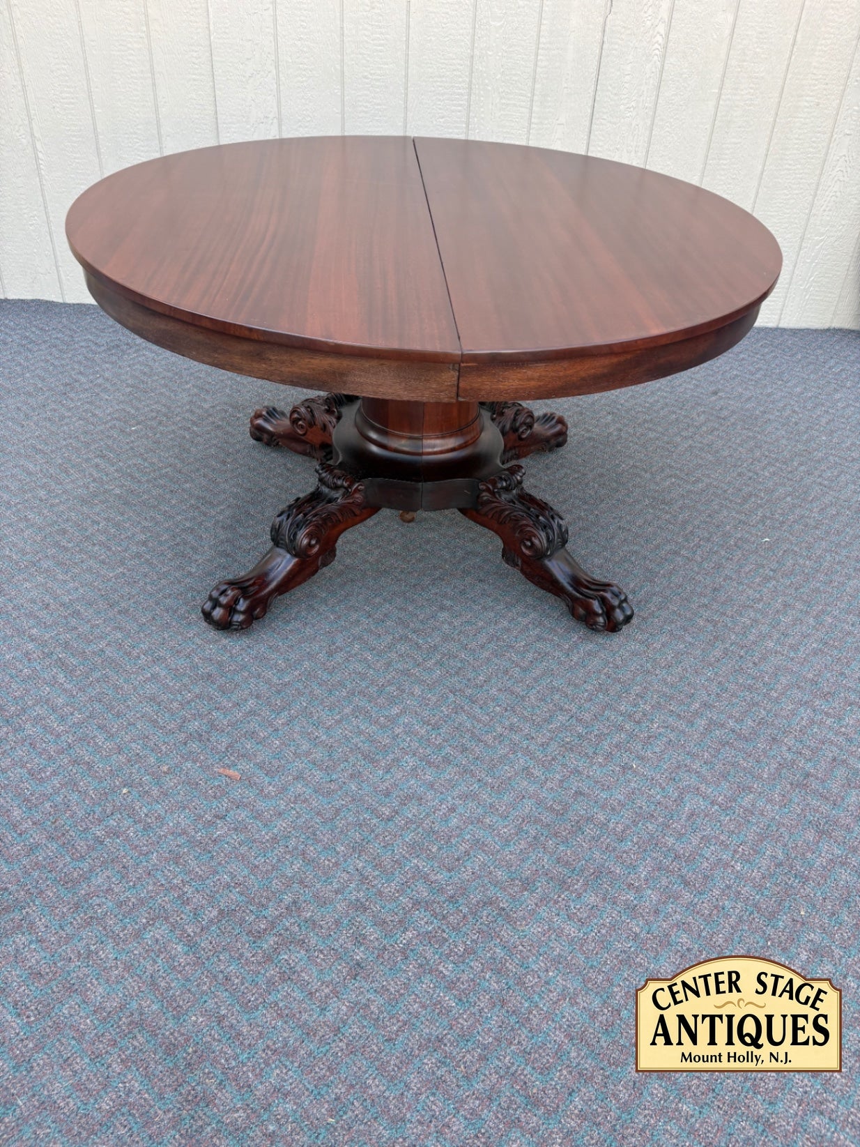 67769 Victorian Mahogany Round Dining Table with Claw Feet and 6 - 11" Leaves