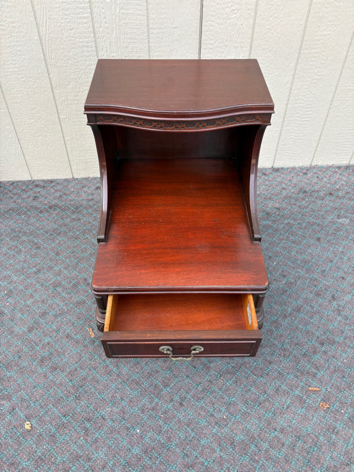 68216  Vintage Mahogany Ball and Claw Foot Nightstand with Drawer